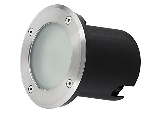 LED Boden Einbau-Strahler, Einbau-Leuchte MARNE rund in Edelstahl gebürstet, mit Echt-Glas matt, 5W warm-weiß, GU10 230V [TOP VORTEILE: hervorragende LICHTQUALITÄT, hoch BELASTBAR, schneller EINBAU] - 5
