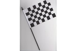 1000 FLAGS 2xBlack and White Checkered Hand Flag 25cm