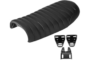 ‎KIMISS KIMISS Motorrad Powersports Sitze PU Leder Vintage Cafe Racer Sitz Flachsattelkissen für CG125 GN CG CB400SS(XL)