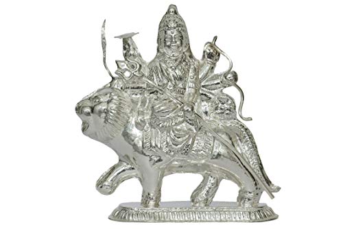 Ashok Jewellers Silver Durga Mata Murti for Pooja (Ambe Maa,15 g)