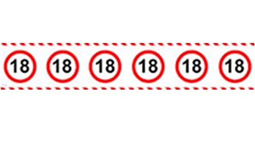 18. Geburtstag Deko Absperrband mit Verkehrsschild 18 Länge 15m lang Dekoration zum 18er Geburtstag Party oder andere Anlässe - 4