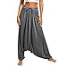 Produktbild TEBAISE Damen Unisex Orientalische Haremshose Pluderhose Pumphose Lange Hose Boho Hippie Hose Leinenhose Leichte Sommerhose Tunnelbund mit Gummizug