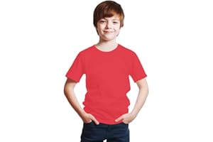 NetSetUK Kids Short Sleeve Crew Neck T Shirts Unisex Classic Fit Plain Cotton Rich Top UK (3 to 15 Years)