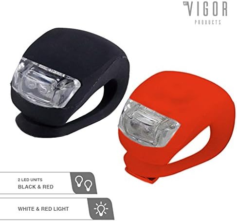 MyVigor Clip-On 2x Bike Lights LED(Black / Red) Flexi Silicone Waterproof Bicycle Flashlight Kit Ultra Bright LED for Front + Back Clip-On. Be Safe &amp; Be Seen with a set of LED Cycle Lights. See colour options + Just Add to Basket.
