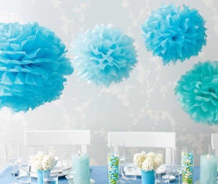 Fanaticism 20er PomPoms Tissue PomPon Papierblume handgefertigt Hochzeit Partei Feier Dekoration ø 25cm Blau und dunkelblau