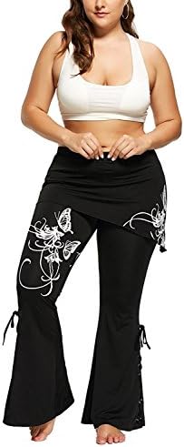 Plus Size Womens Yoga Pants Butterfly Print Wide Leg High Waist Flare Trousers By Gemijacka