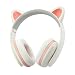 Produktbild Censi Kreative Musik Katze Ohr Kopfhörer Stereo Over Ear Spiel Headset Lärm Verhindern Stirnband Kopfhörer mit MIC und USB aufladbare Port für Bluetooth 4.0 Gerät (Weiß)