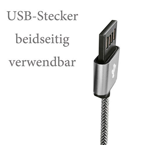 3 x 1 Meter CABBRIX Micro USB Daten-/Ladekabel mit beidseitig verwendbarem USB Stecker aus Aluminium gefertigt zum Laden und zur Datenübertragung für Samsung Galaxy S3 S4 S5 mini S6 S7 Edge A3 A5 J5 Note 4 5, Huawei P8 Lite Mate 8, Lumia 650, Sony, Android, Gamepad Controller XBOX PS4 - 5