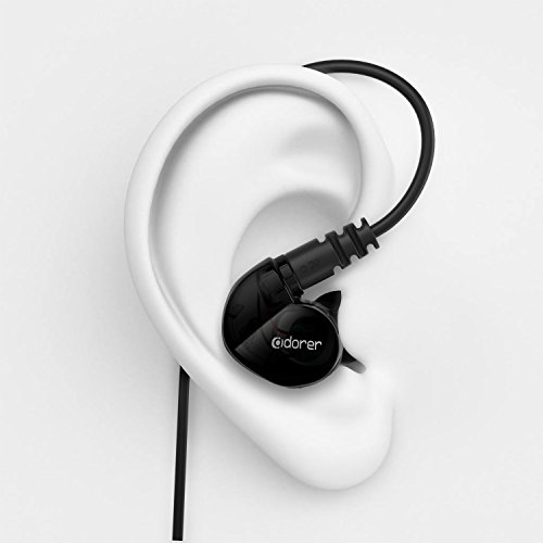 Adorer Auriculares deportivos con cable  RX6 Bajos Est  reo Auriculares con Micr  fono  reducci  n de ruido para iPhone  Android  3 5mm Jack - Negro