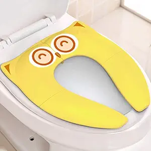 Satnam Toddler Potty Seat Cover Travel Portable Potty Seat for Kids Non-Slip Foldable Toilet Seat Pad with Carry Bag & Splash Guard Foldable Potty Seat for Toddler Travel (Yellow)