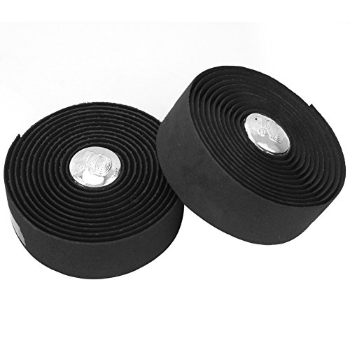 Des Mall 2 Fahrrad Radfahren Cork Lenker Tape Wrap mit 2 Bar Stecker Wasserdicht Schwarz - 4