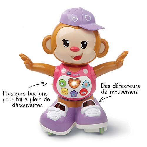 VTech- Titi Ouistiti - Jouet Bebe 12 mois - Singe Interactif - Développement de la Motricité - Rose (505955) – Image 6