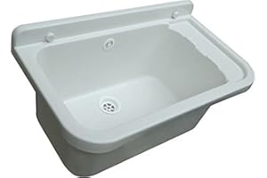 HYDROLAND Ausgussbecken 55cm Waschbecken Waschtrog Spülbecken inkl. Ablaufgarnitur Ablauf