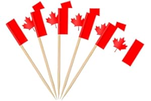 AhfuLife 100PCS Drapeau Cure-dent Canada, Pic Drapeaux Canadien pour Topper de Coupe, Cure Dent Drapeau Canada pour Jardin Bar Fête Fourniture Pub Décoration