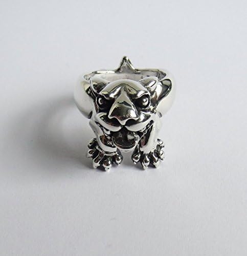 Fierce dog ring, solid sterling silver, hallmarked men's biker ring