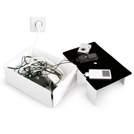 Konstantin Slawinski Charge-Box weiß-grau / Kabelbox für Ladegeräte oder Mehrfachsteckdosen / 31,5x21x11,5cm - 4