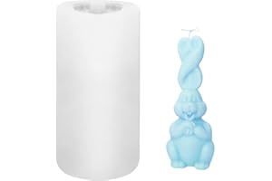 Gukasxi 3D Osterhase Silikonform Kerzenformen, Ostern Kaninchen Kerzen Gießformen, DIY Ostern Seifenform, 3D Kreative Silikonform für Kerzenherstellung, Polymer-Ton,Schokoladenkuche Dekoration