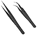 Produktbild FiveSeasonStuff® 2pcs Präzisions-Edelstahl-Anti-Magnetic gerade und gebogene Pinzette Mobile / Tablet-Reparatur-Werkzeug-Set für Samsung Galaxy S2 i9100 S3 i9300 S3 Mini i8190 S4 i9500 N7100 9900 9220 Galaxy Tab S5 Blackberry Nokia iPhone 5 5C 5S iPhone 4 4S iPhone 3 iPad iTouch iPod PSP NDS Motorola HTC Mac etc oder für Aufgabe, die Präzisions-Pinzette (Black) TP3