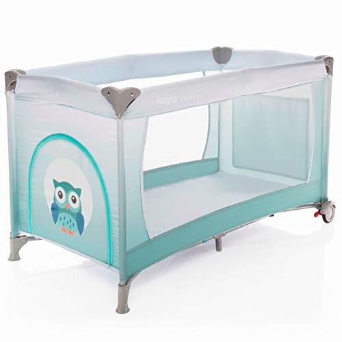 Preisvergleich Produktbild ZOPA Kinderreisebett Caravan - klappbarer Kinderreisebett mit Rädern - inkl. Reisebettmatratze - 120 x 60 cm - mit Schlupfloch und praktischer Ablagetasche (Gradient Blue)