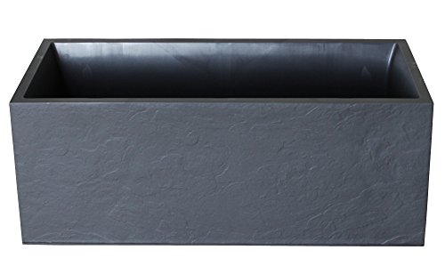 Pflanzkübel Blumenkübel Blumentopf Vulkan „Pierre“ 100cm, Schiefer Optik mit Wasserspeicher, winterfest - 2
