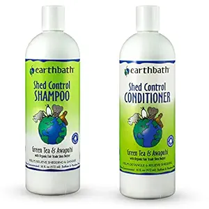 Earthbath Shed Control with Green Tea & Awapuhi Shampoo for Dogs and Cats, 16 oz, and Earthbath Shed Control with Green Tea & Awapuhi Conditioner for Dogs and Cats, 16 oz