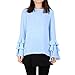 Produktbild Yalatan Damen Hemd mit Volant Langarm Solide Crew Neck Blouse Casual Shirt Top T-shirt