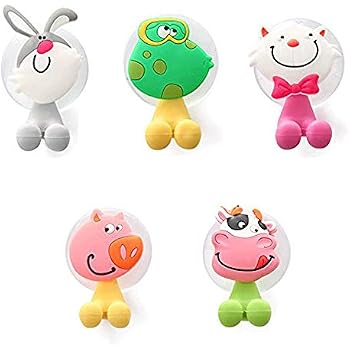 Zahnbürstenhalter Mit Tiermotiv Für Kinder – 4 Stück, Saugnapf, Grau, Für Spiegel/Wand, Platzsparend