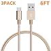 Produktbild nokea 3 Pack 6 ft [Golden] Lightning Kabel Ladekabel Nylon Geflochtene Micro USB-Kabel Ladekabel Draht Universal für Samsung, Nexus, LG, HTC, Motorola, Nokia, Android Reflex (6 ft)