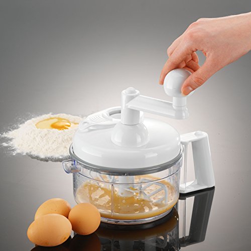 Westmark Manuelle Küchenmaschine 9 in 1, Hobel/Reibe/Julienne-Schneider/Zitruspresse/Schneider/Schaumschläger/Eidottertrenner, Kunststoff/Rostfreier Edelstahl, Küchenhexe, Weiß/Transparent, 11402260 - 4