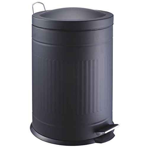 laroom 12027 - Pattumiera Metallo Step 20 Litri, Colore: Nero