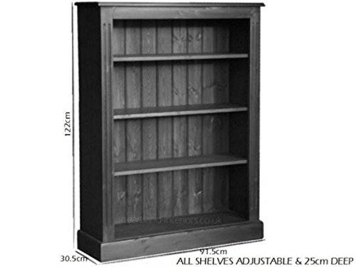 Solid Pine Bookcase, 4ft x 3ft Handcrafted & Waxed Display Shelving Unit, Bookshelves. Choice of Colours, No flat packs, No assembly (BK14)