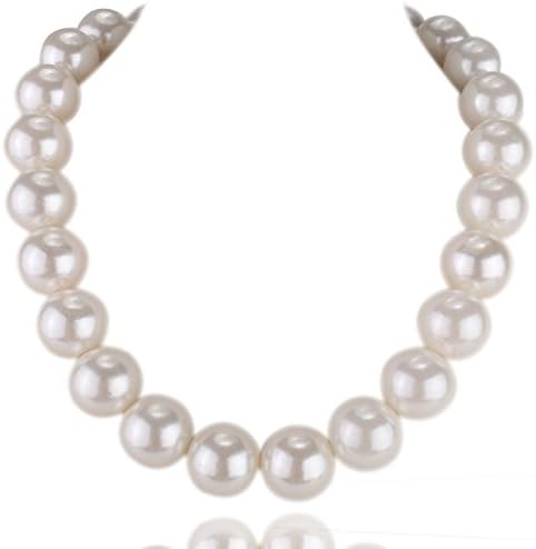 Kalse Fashion Single layer Strand 20mm White Simulated Pearl Beads Chain Women Choker Necklace