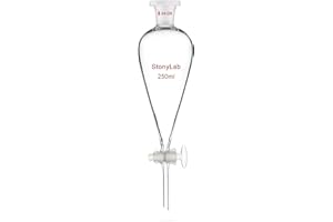 stonylab Imbuto vaginale con rubinetto in vetro, imbuto vaginale durevole in vetro borosilicato con giunti 24/29 e pistone di vetro per la separazione precisa dei liquidi separazione chimica, 250 ml