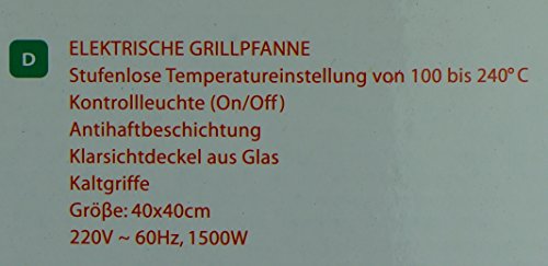Neudorf Elektronik Manufaktur XXL Partypfanne B/ Bratfläche Aluminium-Guss Pfanne (!!!Unibody!!! – kein aufgesetztes Blech – siehe Vergleichsbild) ca. 3mm stark/ Elektrische Pizzapfanne Elektropfanne Bratpfanne/ Antihaft-Beschichtung/ 1500 Watt (100-240 °C)/ Maße: Ø 40cm - 5