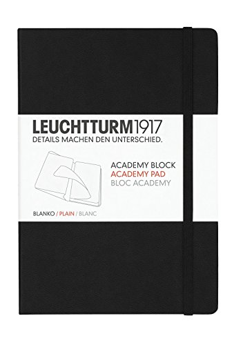 Leuchtturm1917 - Bloc de notas (A5, tamaño mediano, liso), color negro