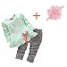 Koly Newborn Baby Clothing Sets Long-Sleeved Kids Girls Flower Bow Shirt Plaid Pant Set+1 baby headband