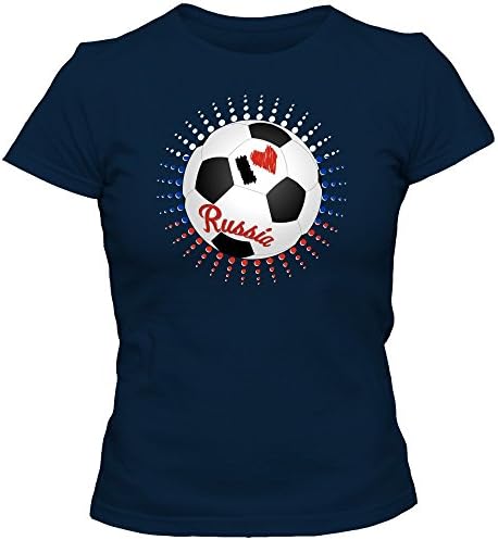 Russia EC 2016#6 T-Shirt | Football Vs. Soccer | Women | Sbornaja | Jersey | National Team, Colour:Dark Blue (Navy);Size:Large