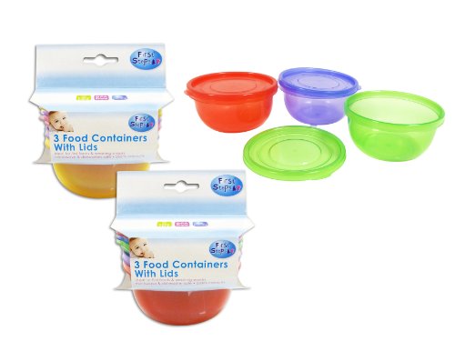 3 Baby Food Weaning Containers Storage with Lids Microwave Dishwasher Freezer Safe BPA Free