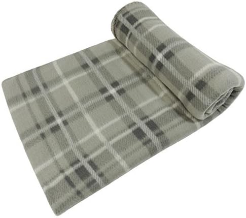 SILVER GREY CREAM SOFT TARTAN HIGHLAND CHECK FLEECE THROW BLANKET 120 X 150CM