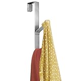 mDesign Türgarderobe – Hakenleiste zum Einhängen in die Tür – mit 2 Haken für Mäntel, Jacken, Bademäntel, Handtücher in Flur und Bad – rostfreier Stahl, gebürstet - 2