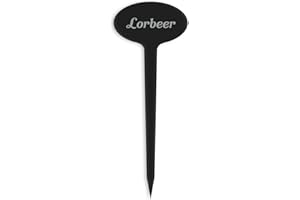 GRAVURZEILE Pflanzenschilder mit Gravur - Lorbeer - Stilvolle Kräuterschilder aus schwarzem Acryl für den Garten - Kräuterstecker geeignet für Beet & Kräutergarten - Farbe: Lorbeer