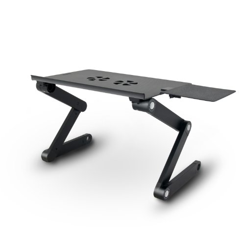 eSmart Germany Notebooktisch „NOKI“ mit Lüfter Schwarz Maße Arbeitsfläche / Mausablage 420mmx265mm / 150mmx160mm Höhe 45mm-480 mm Breite inklusive Füße 487mm - 5