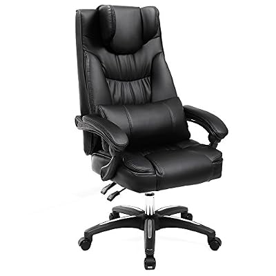 Songmics Fauteuil de bureau avec Appui-tête modulable Chaise pivotant Design ergonomique Noir Grande taille OBG76B