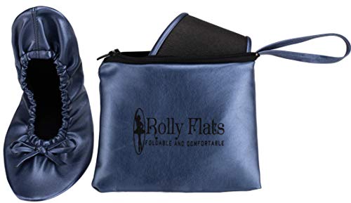 Rolly Flats - Bailarinas Plegables con Bolsa de Transporte para Mujer [RU 5-6 (Mediano), Azules Marino]