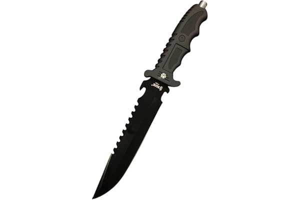 Utility Long Knife with Protective Cover Premium Stainless Steel Black Knife for Kitchen Utility, Fruits, Vegetables, Meat Portable Travel Essential for Home, Outdoor, Hiking, Tracking, Camping, Car Use (Black, Set of 1)