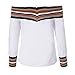 Produktbild BeautyTop Frauen Schulterfrei Oberteile Langarm Elegant V-Ausschnitt Pullover Mode Langarmshirt Weiß Sweatshirt Stilvolle Kleidung Casual Oben Einfarbiger Lose Tops