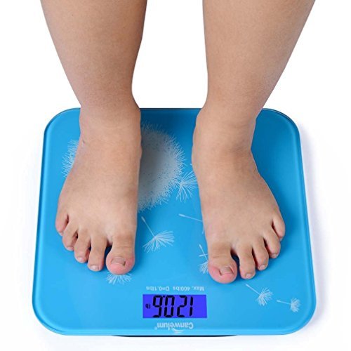Canwelum „Intelligente durchtreten & Auto-off“ Praezise Digitale Personenwaage, Digitale Koerperwaage, Koerper Waage, mit Loewenzahn modischen Stil (blau) - 3