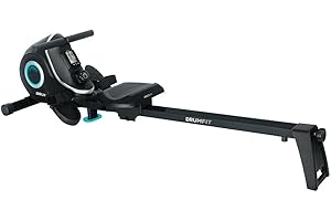 Cecotec Máquina de remo DrumFit Rower, Resistencia Magnética, 10 Niveles, Volante de Inercia, Deslizamiento Silencioso, Display LCD, Diseño compacto y Ruedas
