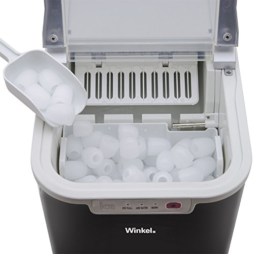 Winkel KW12 Eiswürfelmaschine circa 12 kg Eiswürfel pro Tag, Wasserstandsanzeige, schwarz - 3