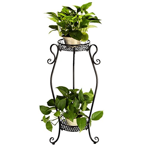 Lot De 2 Pots De Fleurs Suspendus En Métal 27cm Noir - Grands Jardinières Avec Crochets Pour Balcon Et Jardin
